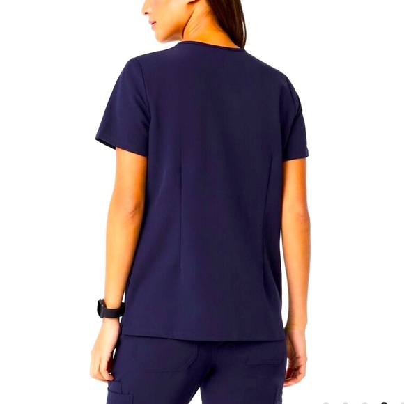 Figs Scrub Top™ Navy Blue Figs Extra Small Casma Three-Pocket - Picture 2 of 5